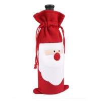 H101Santa Claus Christmas Bottle Cover Red Wine Bottle Cover Bags Christmas Home Table Decoration