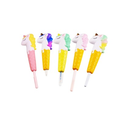 Factory direct giveaway squishy slow rising unicorn pen cartoon style pen of unicorn